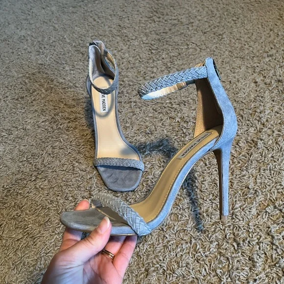 Steve Madden Blue Suede Braided Strap Heels – Ankle Strap Sandals - Picture 2 of 9